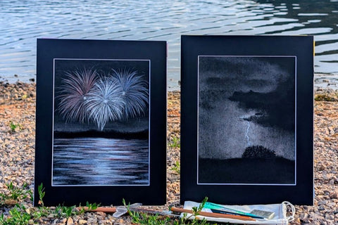 Our July 2026 Art Box, will include the drawings, Stormy Night and Binding Tide.  Come and get dirty with us and create.