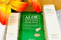 This box feature 3 full size k-beauty items such as aloe and hi hyaluronic acid skin care moisturizer One aloe soothing sheet mask set and…