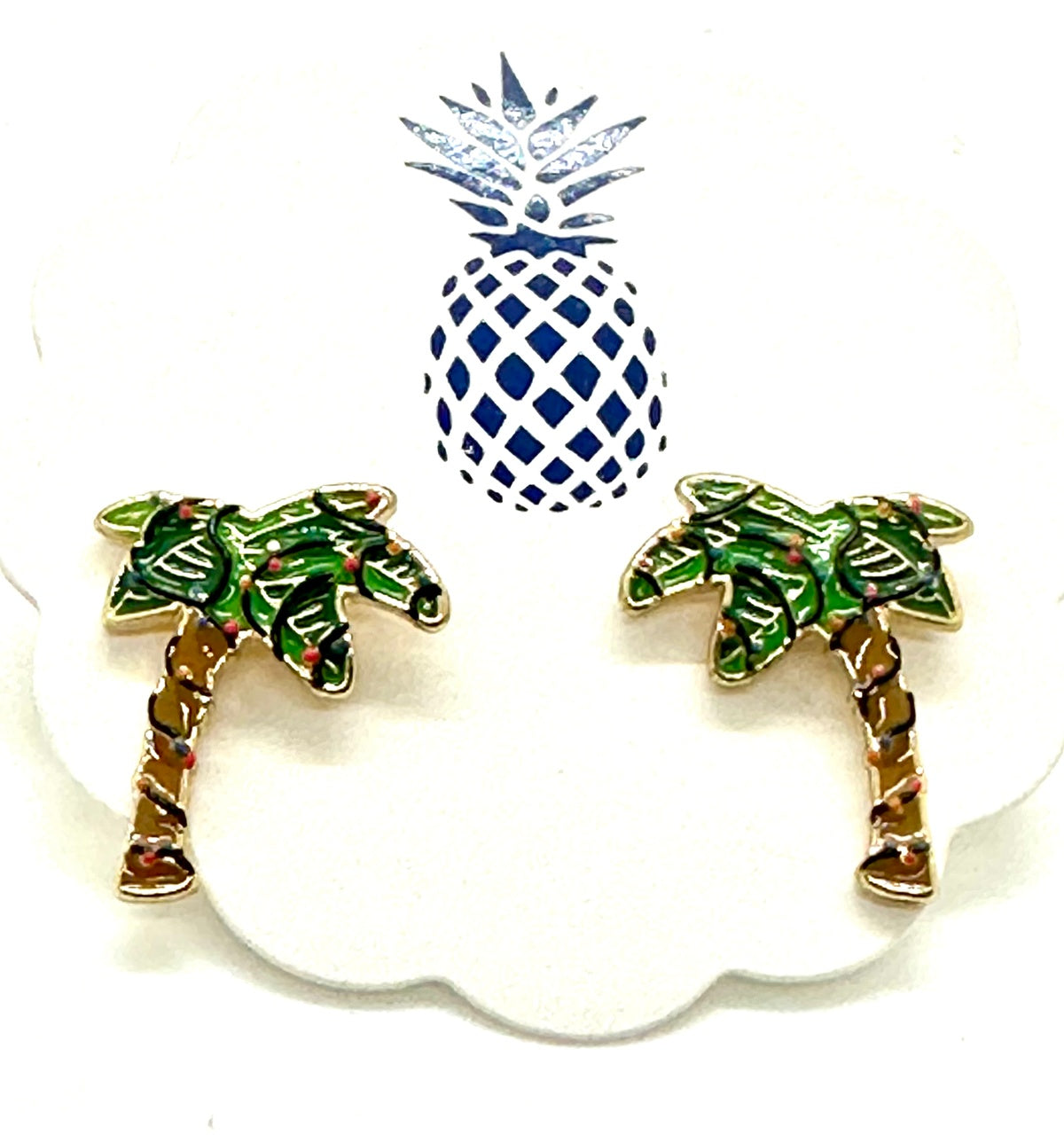 Palm Tree Christmas Light Earrings