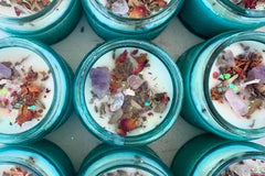 Piscean Untamed Soy Candles poured during Lunar events. Each candles includes crystals & wildcrafted herbs in line with the event phase. 