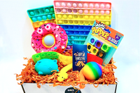 Fidget Toy Box - XL Bubble Pop, Donut Dimple, Popper Blocks, Squid Strip, Needoh Cat, Stretchy Turkey Toy, Squish Rainbow Ball