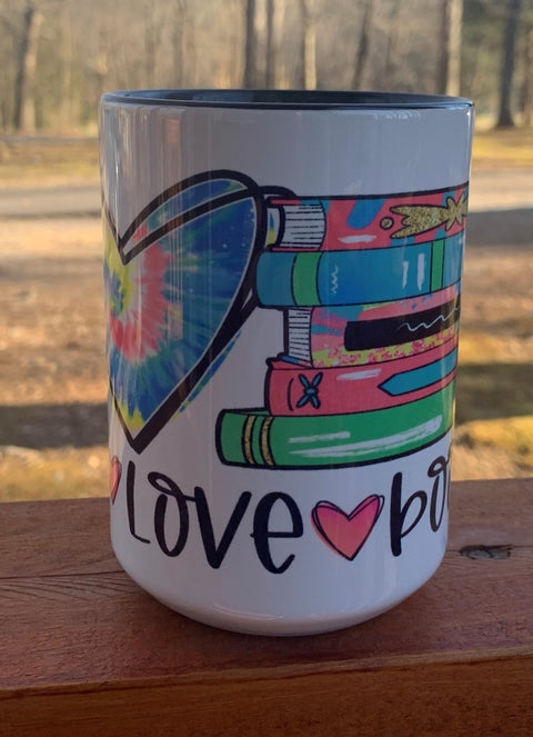 Peace Love & Books - 15 ounce Ceramic Mug