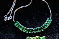 Emerald Green Gemstone Tennis Slider Bracelet & Ring Set, 2 karats