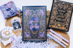 book-themed mystery box with exclusive editions