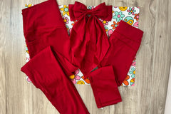 mommy and me matching red leggings. Mommy and me matching shorts. mommy and me monthly delivery bag. 