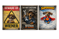 Example Cult of Wiener subscription box showing sample wiener themed items. Boxes ship monthly, with rotating themes each month.