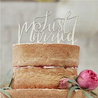 Just Married Wooden Cake Topper