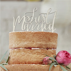 Just Married Wooden Cake Topper