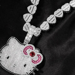 Sanrio “Hello Kitty” Blinged Out Hip hop Jewelry Cat Pendant w/Chain