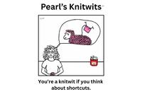 Sample Cartoon: For knitters, even a passing sheep can spark a yarn fantasy. Enjoy cartoons like this delivered by mail each month.