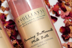 Foaming Buttermilk milk bath that rejuvenates your wellbeing.  Epsom salt provides therapeutic properties.