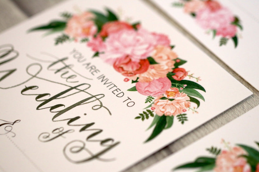 Hand Illustrated Floral Wedding Invitations