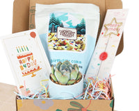 Birthday Gift Box - Unique Succulent in Ceramic Pot, Sparkler Candle, Popcorn & Happy Birthday Card