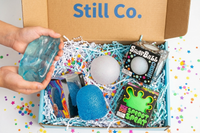 Subscription box for tween girls with squishy toys and other items to hep de-stress. The perfect gift. 