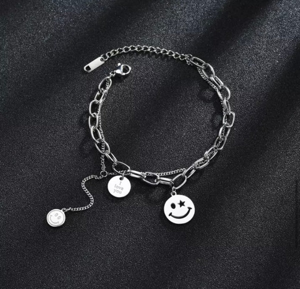 SMILEY Layered Stainless Steel Bracelet