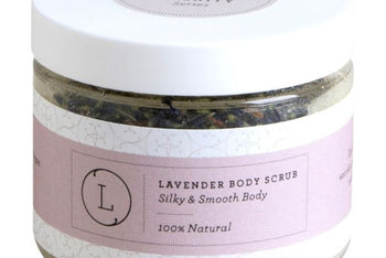 Lavender body scrab lightly scented with clean, fresh fragrances with 100% natural ingredients