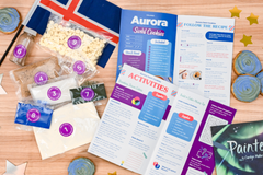 Aurora Swirl Cookies baking kit with pre-measured ingredients and STEM activity guide inspired by the Northern Lights.