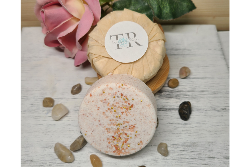 Our pink sea salt bath bomb is lightly scented, and has all the benefits of salt to sooth and revitalize dry skin