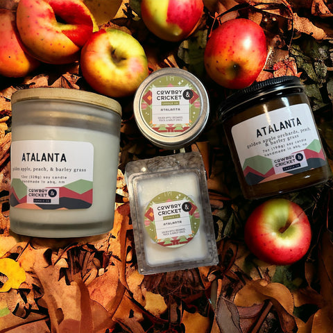 Atalanta Soy Candles and Melts - Golden Apple Orchards, Peach, & Barley Grass - Mythology Inspired
