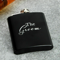 Matt Black Stainless Steel 6oz Groom Hip Flask