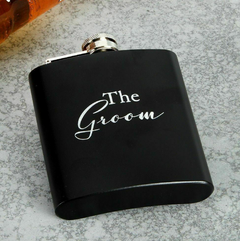 Matt Black Stainless Steel 6oz Groom Hip Flask