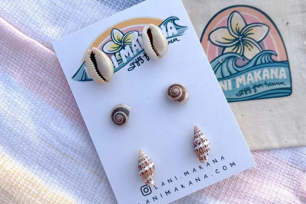 Sea Shell Beach Stud Earring Set