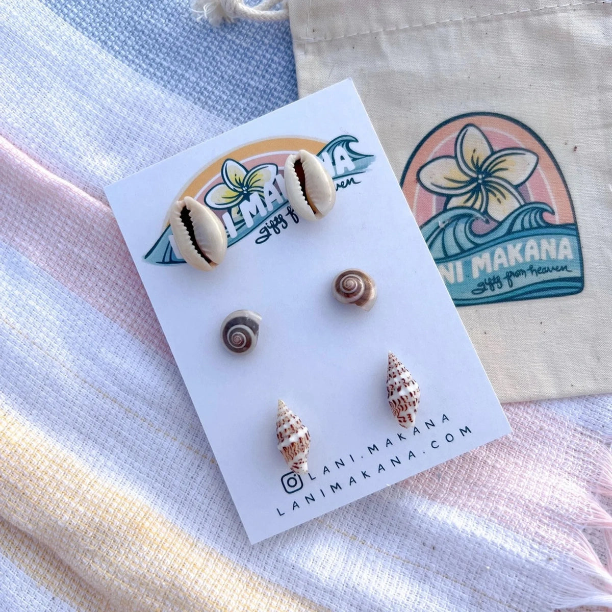 Sea Shell Beach Stud Earring Set