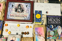 morrigan Oracle deck, divination dice, astrology dice, rune dice, monthly tarot card pull, tarot of a moon garden deck