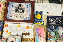 morrigan Oracle deck, divination dice, astrology dice, rune dice, monthly tarot card pull, tarot of a moon garden deck