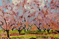 October's original art for notecard- pink trees
