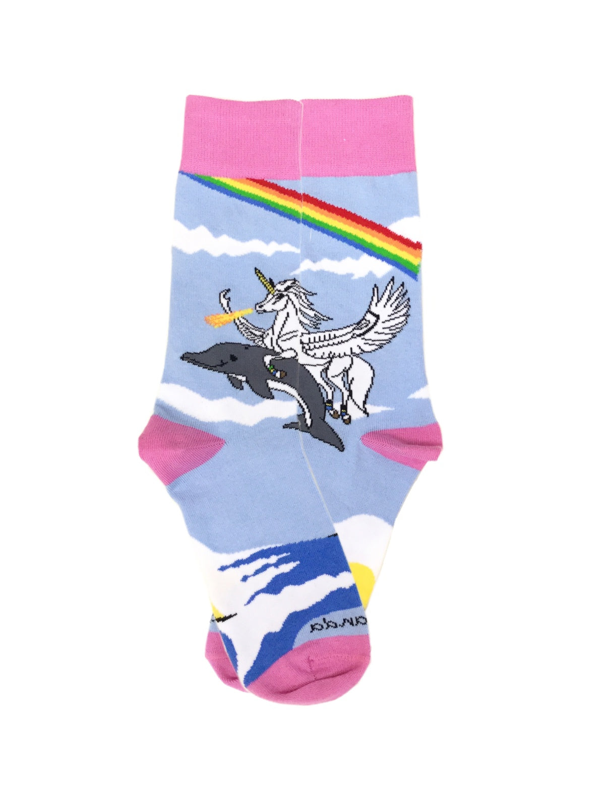 Land of Dreams Socks - Fire Breathing Unicorn on a Dolphin! (Women's Sized)