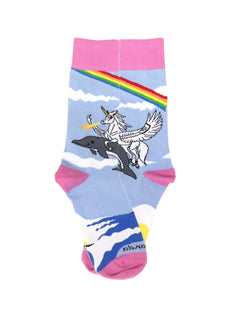 Land of Dreams Socks - Fire Breathing Unicorn on a Dolphin! (Women's Sized)