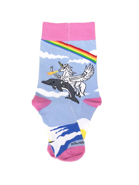 Land of Dreams Socks - Fire Breathing Unicorn on a Dolphin! (Women's Sized)