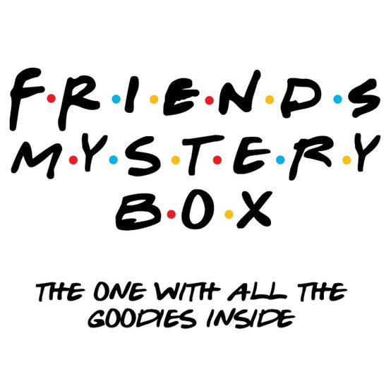 Friends Mystery Box featuring a variety of themed items like a mug, apron, and puzzle, perfect for fans of the show
