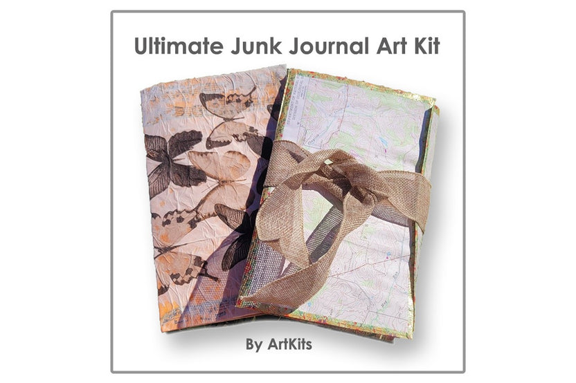 Ultimate Junk Journal Art Kit - EVERYTHING you need to get started! Large3 ring binder & plastic snap pouch included! SKU DV0922