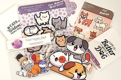 February Animal's & Nature Box - "Fur Babies". Included Sticker Sheets, sticker packs, peek-a-boo car decal, and single vinyl stickers. 