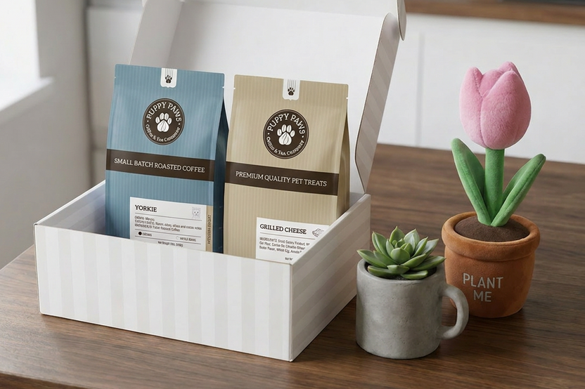 Coffee & Pet Box includes:
One 12oz bag of coffee
One Large bag pet treats
One Pet Toy
One lagniappe gift for the human