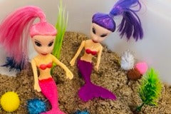 Kinetic sand
Hands on play
Mermaid fun
learn and grow
skill builders 
learn about letters and numbers
sensory box 