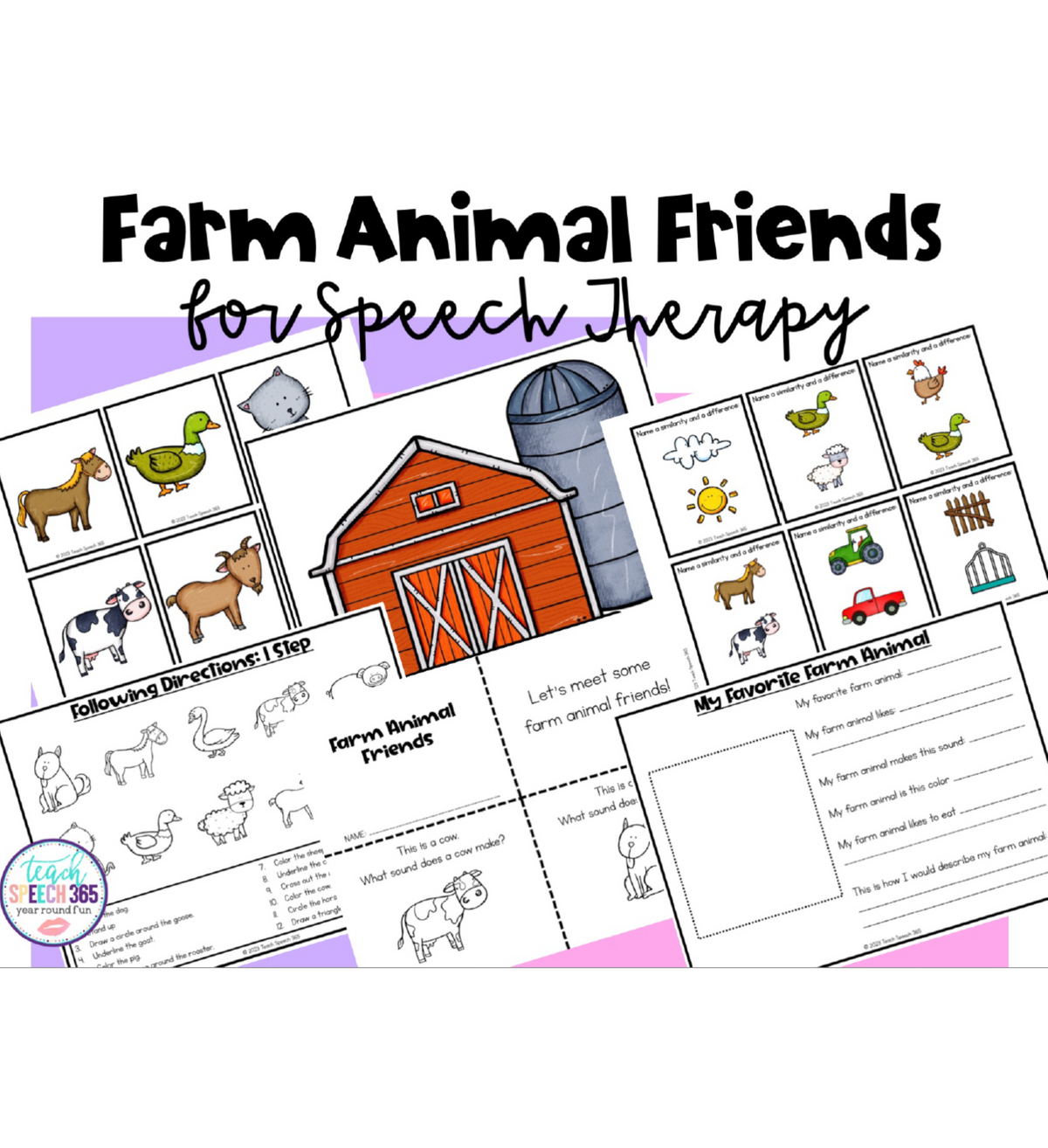 Farm Animal Friends | Speech Therapy Material 🐮🐷🐥🐴