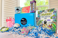 The Unwary Book Bubbler, Woo Puff Animals, Glow DNA Ball, Mindware Strawberry Scented Cloud Putty, Hatchin Grow Yeti, Glow-in-dark Putty