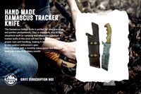 The Damascus tracker knife is perfect for its precision and perfect performance. Perfect for ideal situations such as camping and adventure.