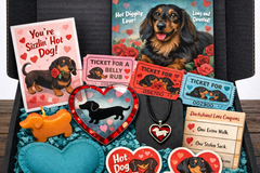 One-time Valentine’s gift box for wiener dog lovers from the Cult of Wiener, featuring themed items, keepsakes, and playful dachshund design