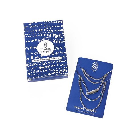 Violet Harper Isabella Beaded Layered Necklace + Bracelet Set