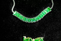 Emerald Green Gemstone Tennis Slider Bracelet & Ring Set, 2 karats
