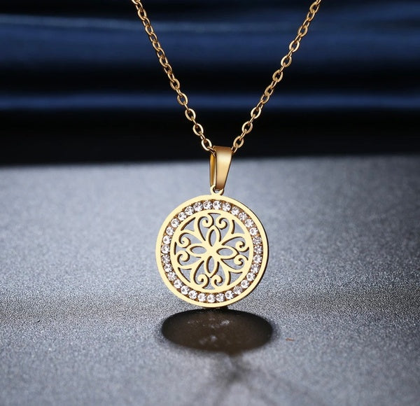 MANDALA Crystal Stainless Steel Necklace