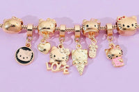 Vintage Kitty Charm Bracelet with Cupcake and Teapot / Cute and Collectible Jewelry