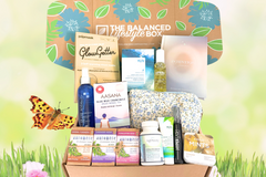The Balanced Lifestyle Box filled with wellness products, herbal teas, and skincare items, a thoughtful self-care gift box for women