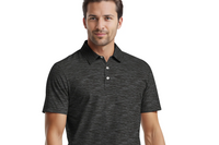 Men's black heathered golf polo from Puma. Provides the perfect blend of style, comfort, sun protection, and breathability 