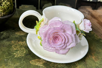 Hand Sculpted Floral Ceramic Art，a one of a kind coffee mug or a handcrafted tea cup.Enjoy with afternoon reading or during teatime.