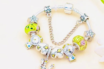 Very Rare Classic Silver Cubic Zirconia The Beauty & The Beast Charm Bracelet, Pandora Inspired Gifts For Her For Christmas Or Birthday